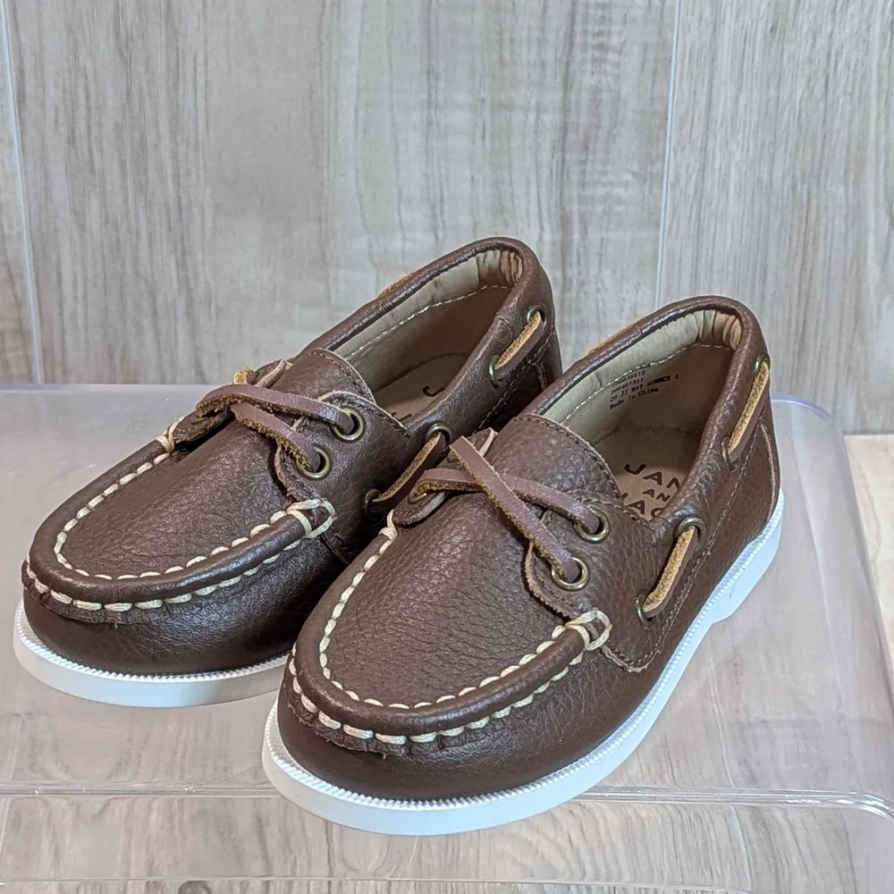 Janie and Jack Brown Leather Boat Shoes